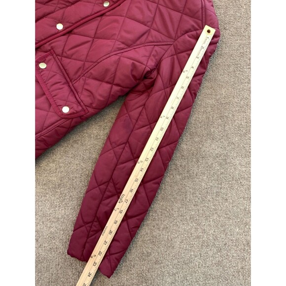J Crew Quilted Jacket Womens S Barn Coat Patch Pockets Lined Preppy Burgundy - Picture 7 of 10